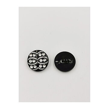 Vintage Buttons - Black & Rhinestones 25 mm