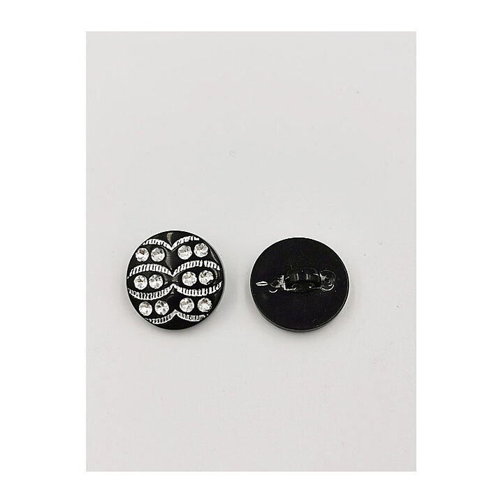 Vintage Buttons - Black & Rhinestones 25 mm
