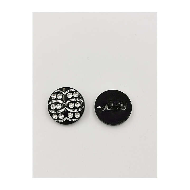 Vintage Buttons - Black & Rhinestones 25 mm