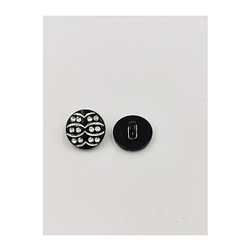 Vintage Buttons - Black & Rhinestones 18 mm