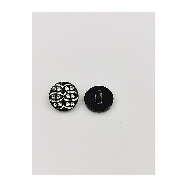 Vintage Buttons - Black & Rhinestones 18 mm