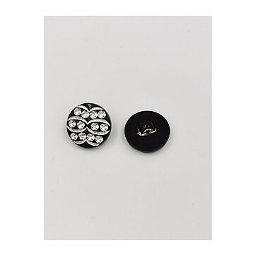 Vintage Buttons - Black & Rhinestones 21 mm