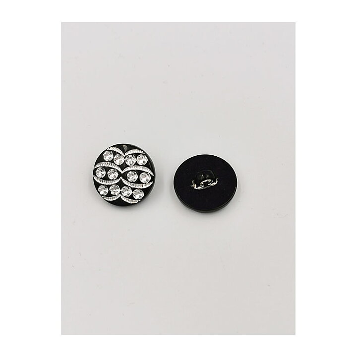 Vintage Buttons - Black & Rhinestones 21 mm