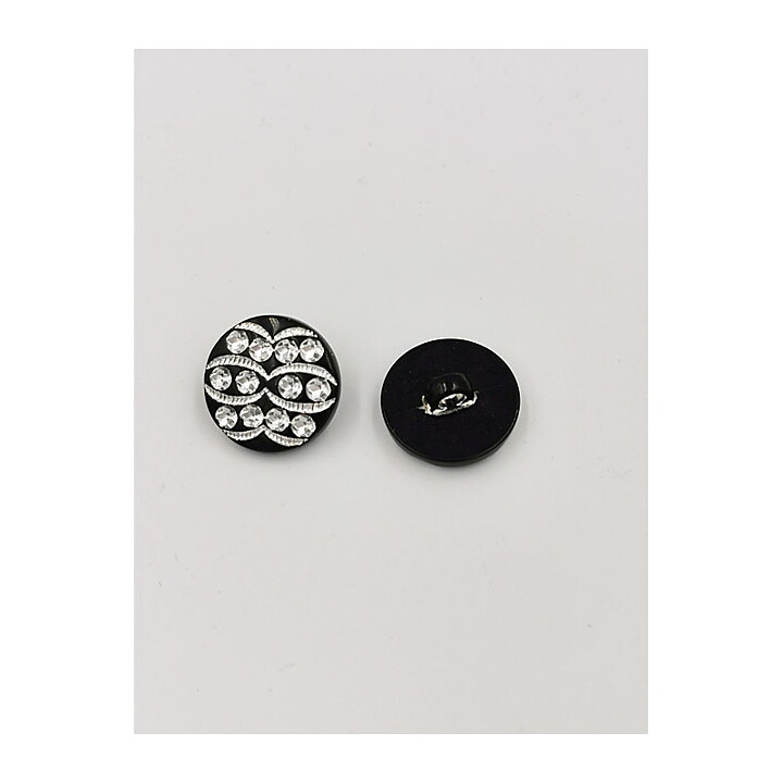Vintage Buttons - Black & Rhinestones 21 mm
