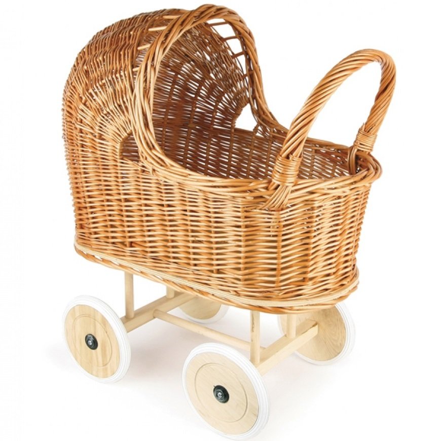 Flätad vagn med gummidäck