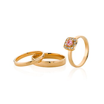 Penny-2,5K Sten: 1×0,25 rosa safir & 12×0,01 ct Fattning: CARM6 fyrkantig 1  mittsten 0,15 ct
