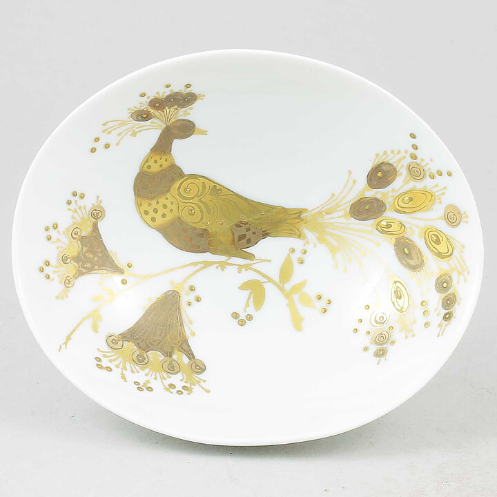 ビョルン・ヴィンブラッド Quatre Couleursシリーズ　金の鳥のボウル 1970年代 14cm