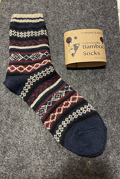 Ladies Classic Bamboo Socks Burgundy & Blue
