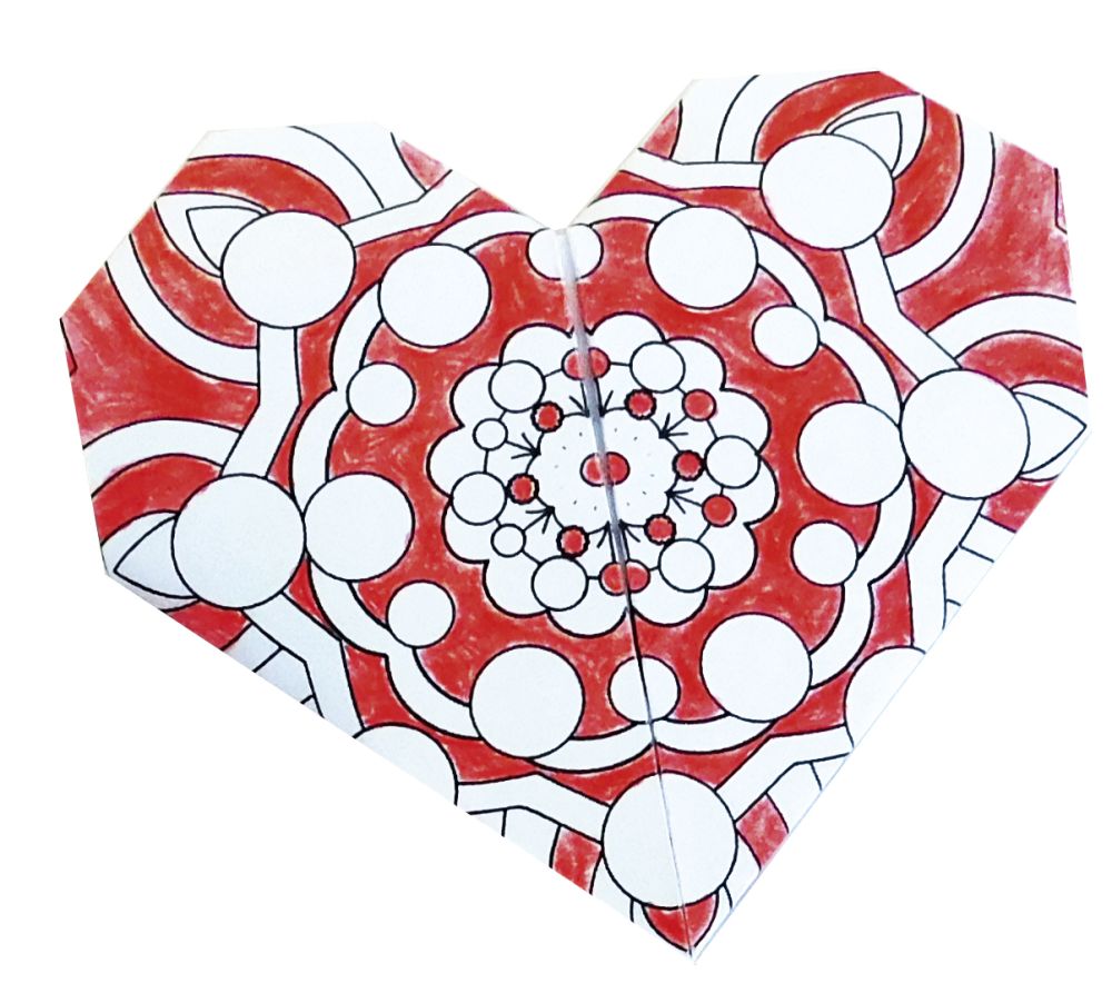 Mandala Coloring Origami, Hjärtan - 4