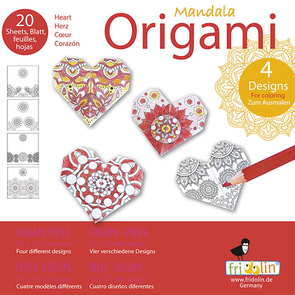 Mandala Coloring Origami, Hjärtan