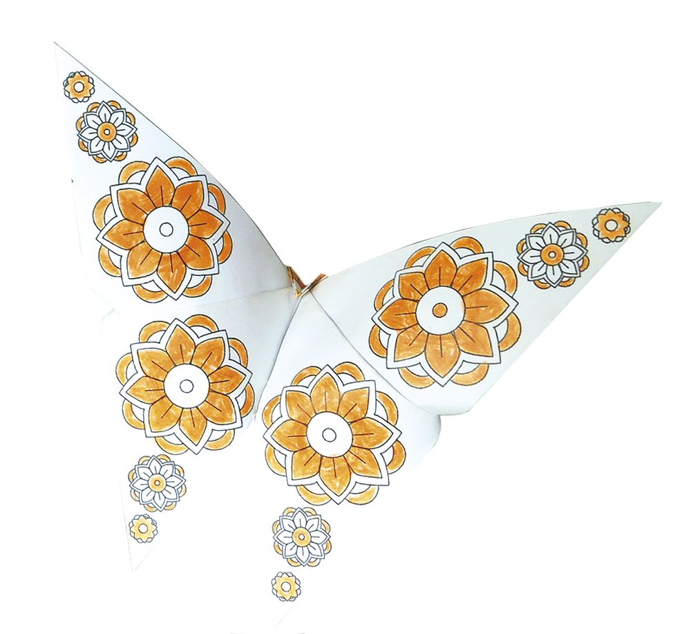 Mandala Coloring Origami, Fjärilar - 5