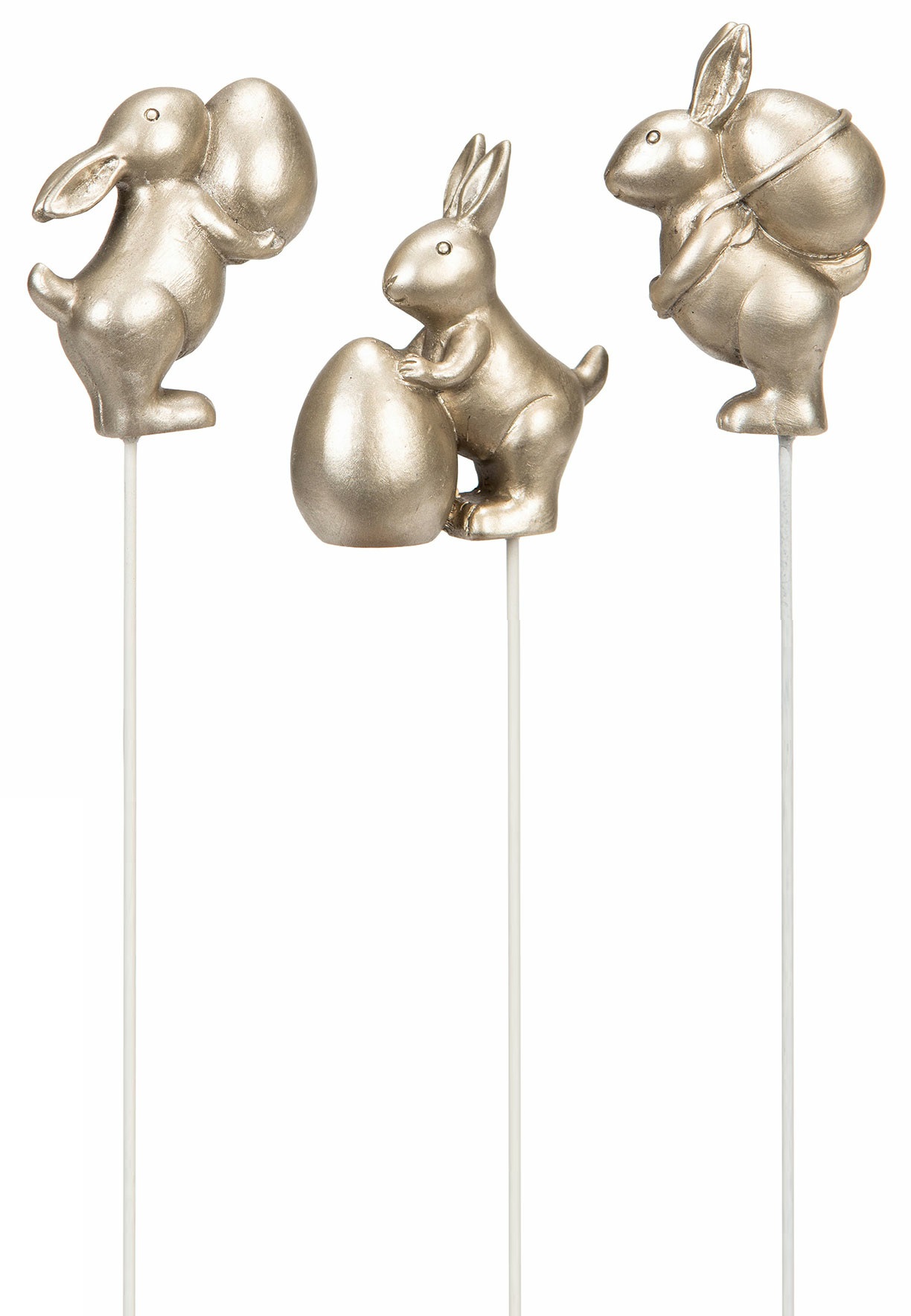Rabbit Trio Stick Champagne Poly 4x2x5 cm - 3-pack - 3