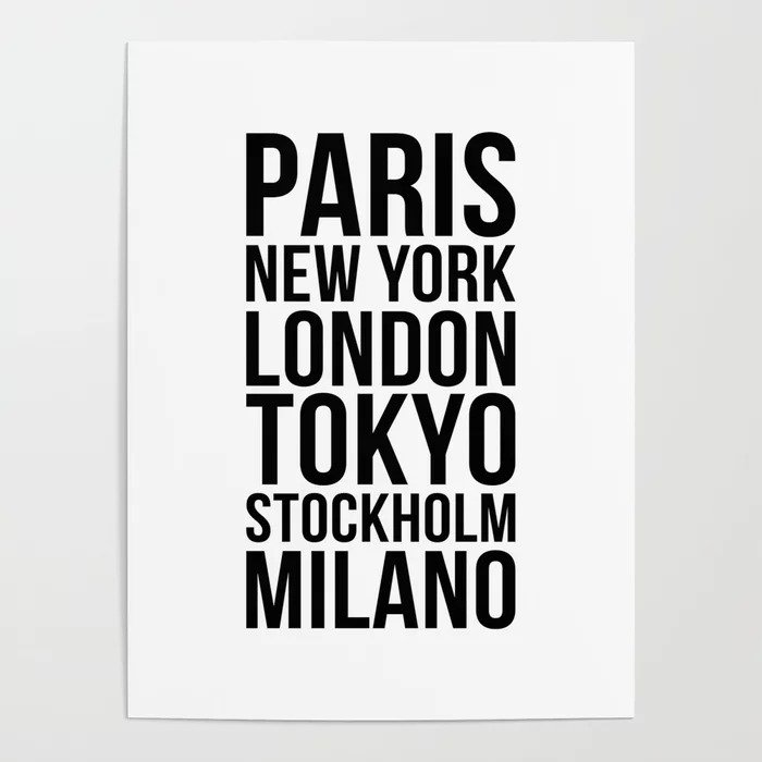 Poster Paris New York London Tokyo Stockholm Milano 50x70 cm - 3