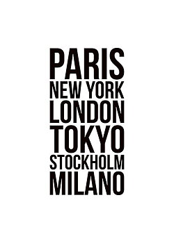 Poster Paris New York London Tokyo Stockholm Milano 50x70 cm