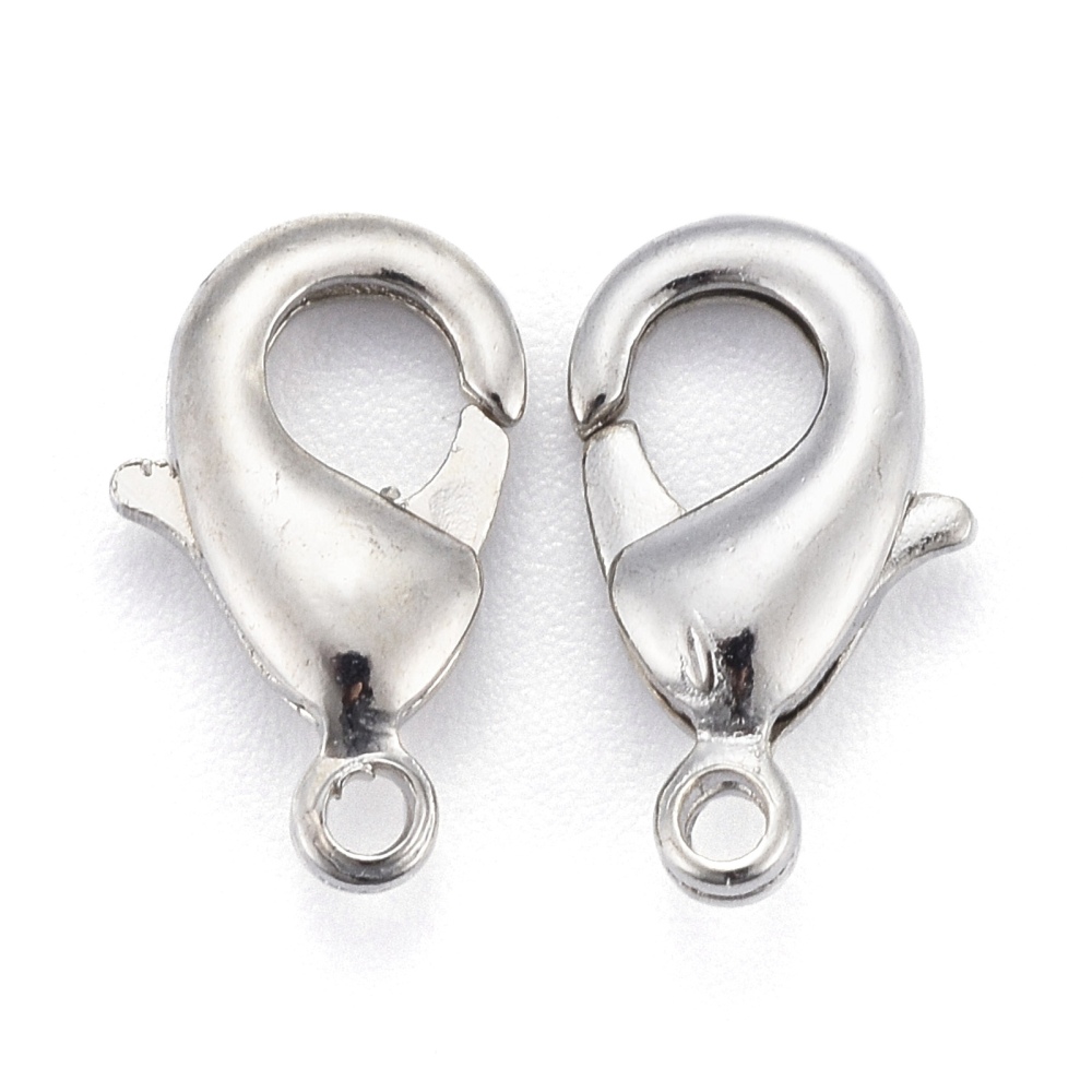 Lobsterlås 12 mm antiksilverfärgad mässing 10-pack