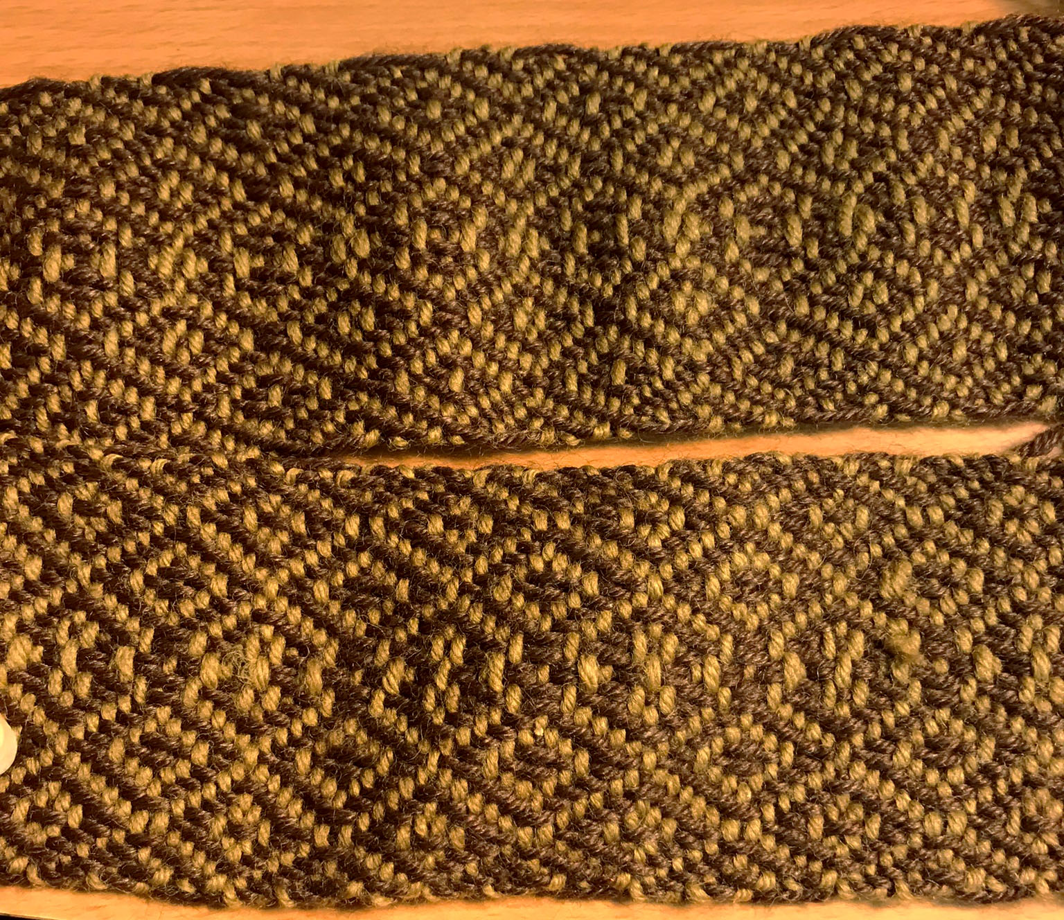 Brun Mossgrön Ull 4-Skaft Band 70mm