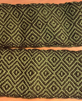 Brun Grön(Grå) Ull 4-Skaft Band 90mm