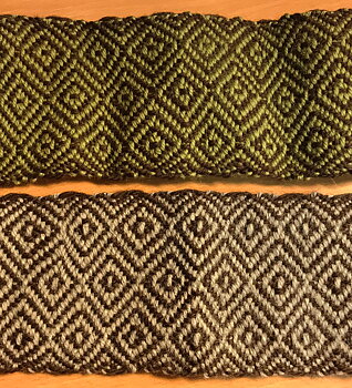 Brun Grön(Grå) Ull 4-Skaft Band 90mm