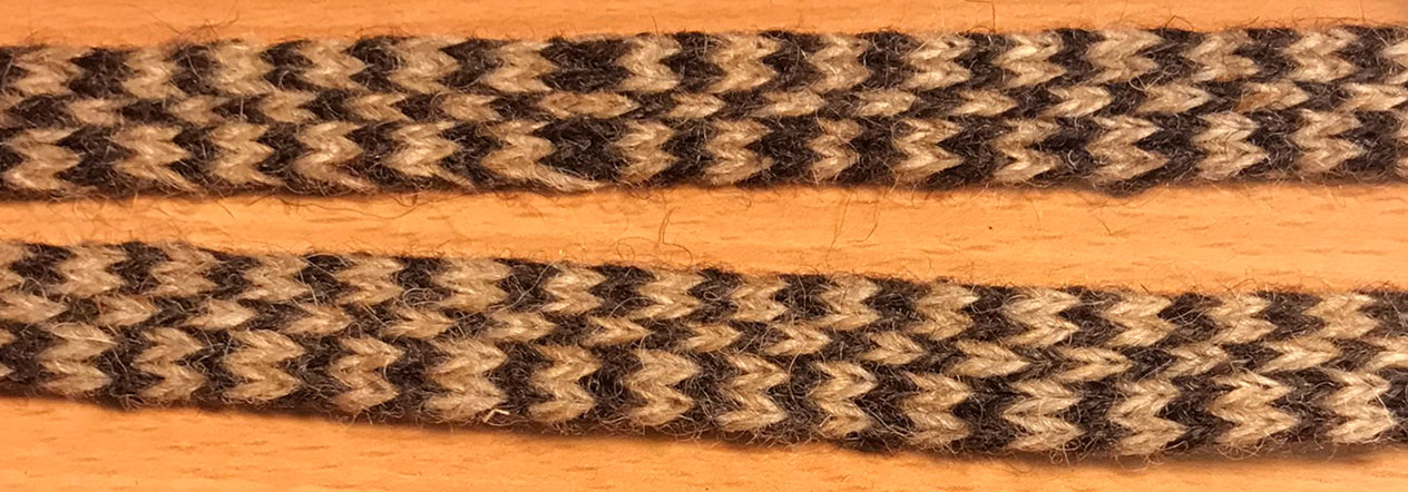 Beige Svart Ull Brickband 17mm