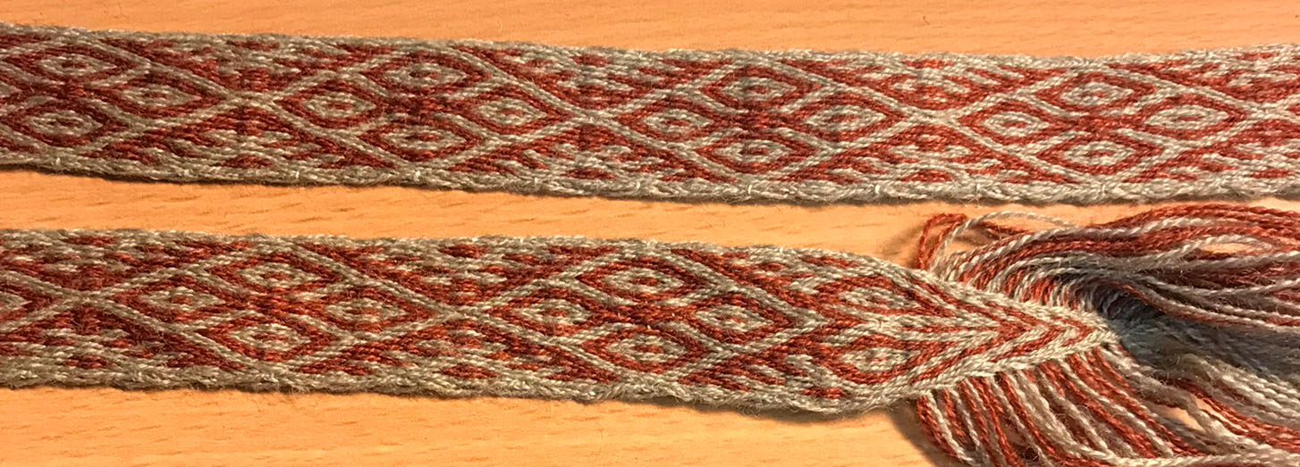 Grå Röd Ull Brickband 24mm