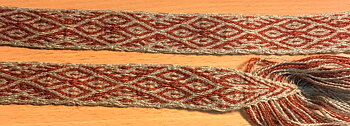 Grå Röd Ull Brickband 24mm