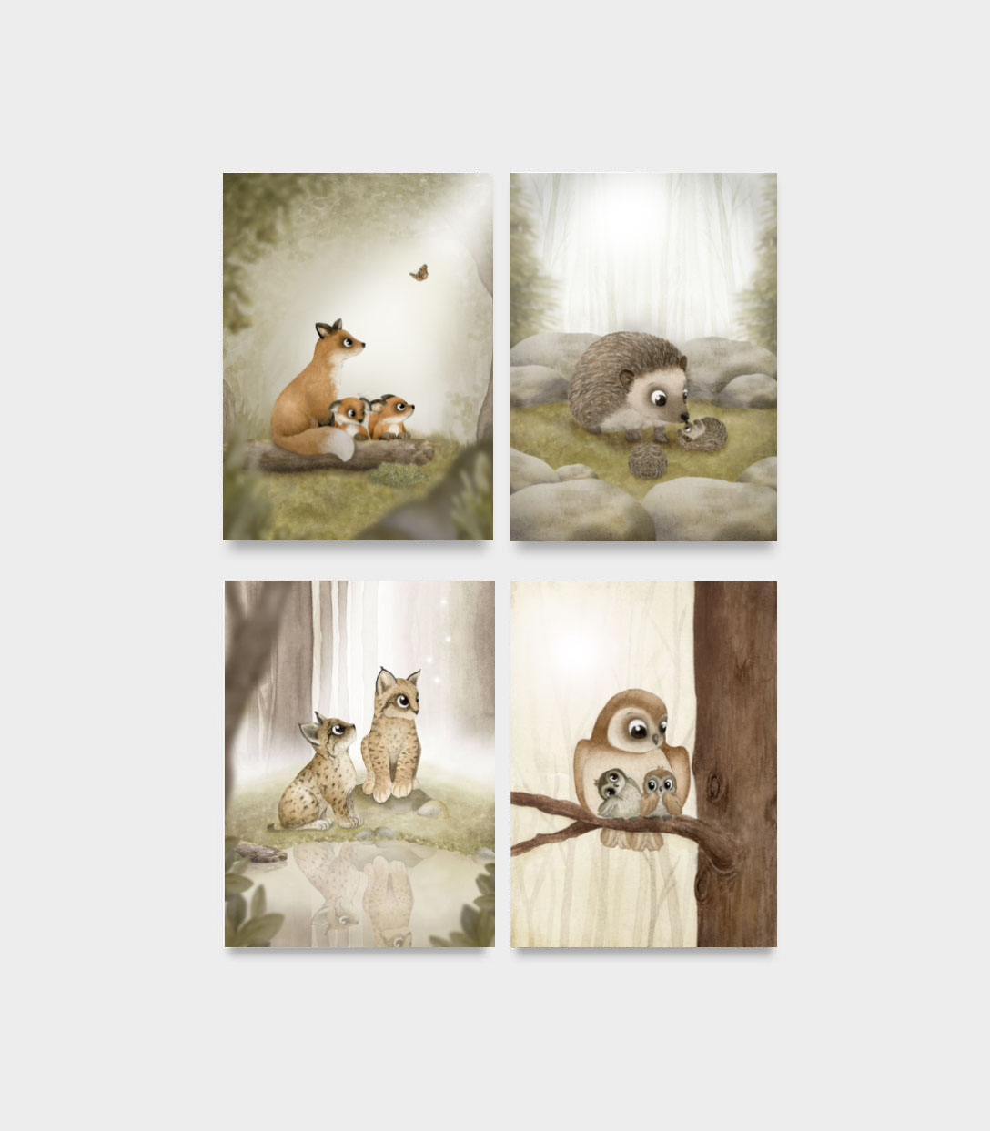 Vykort 4-pack - Families of the Magical Forest