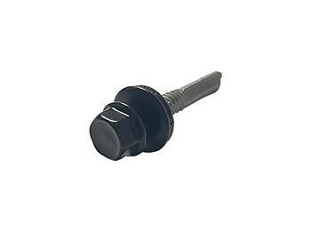 Balkskruv med bricka 6,3x38 mm, Svart 100 st