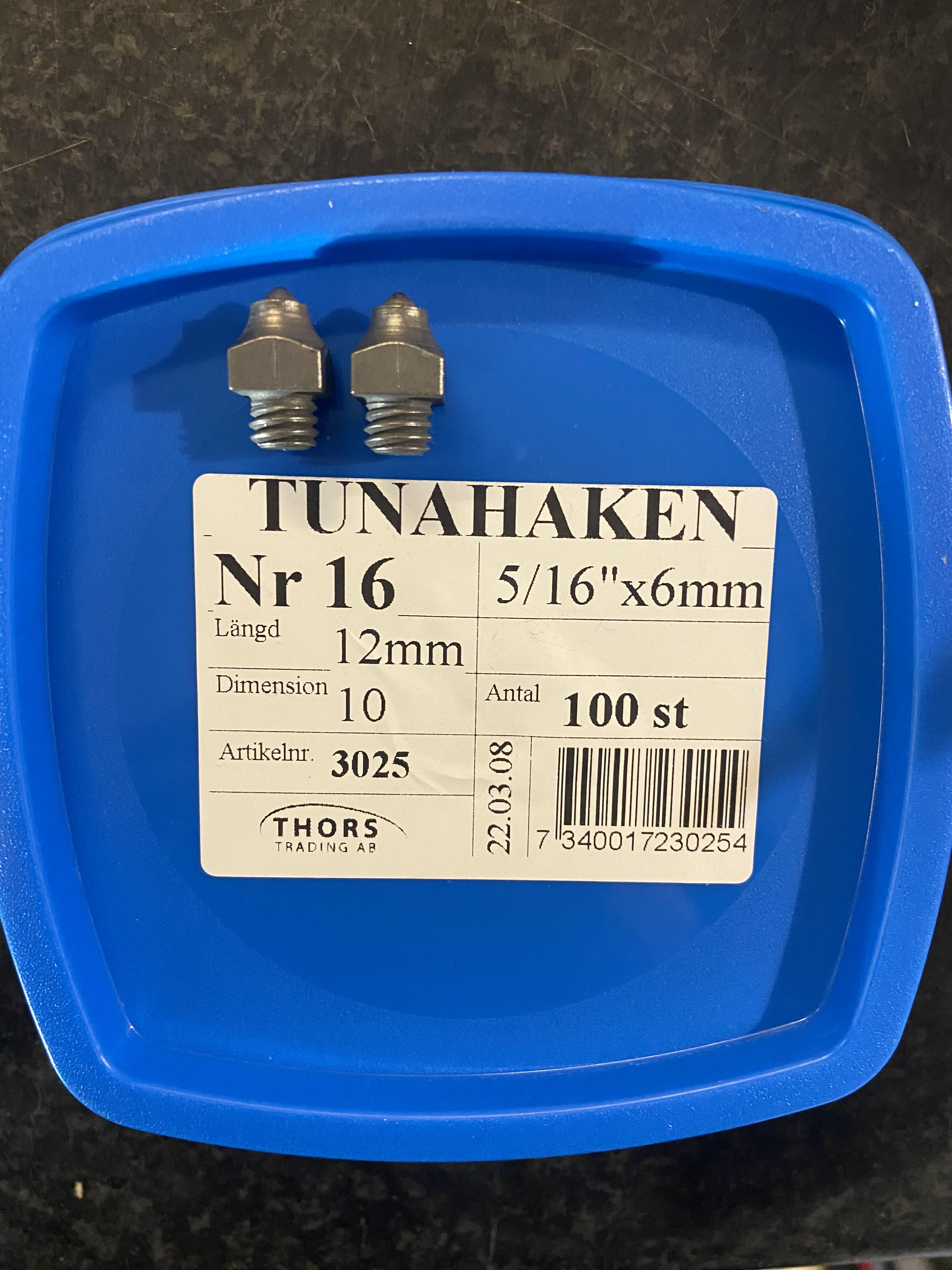 Brodd Tunahaken Nr 16 (12mm)100st 5/16 