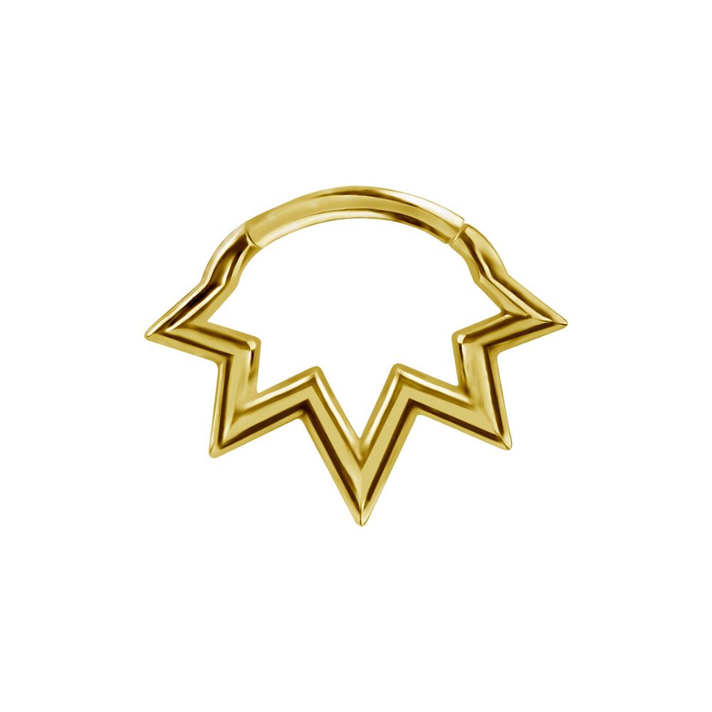 barbed septum and daith piercing clicker with surgical steel and 18k gold plating