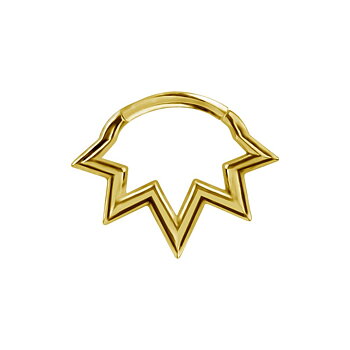 barbed septum and daith piercing clicker with surgical steel and 18k gold plating