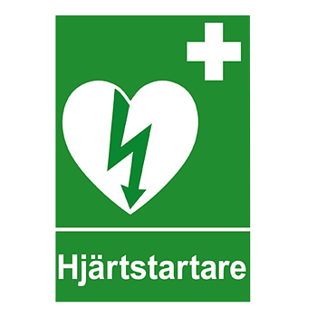 Skylt "Hjärtstartare" A4-storlek, dubbelsidig