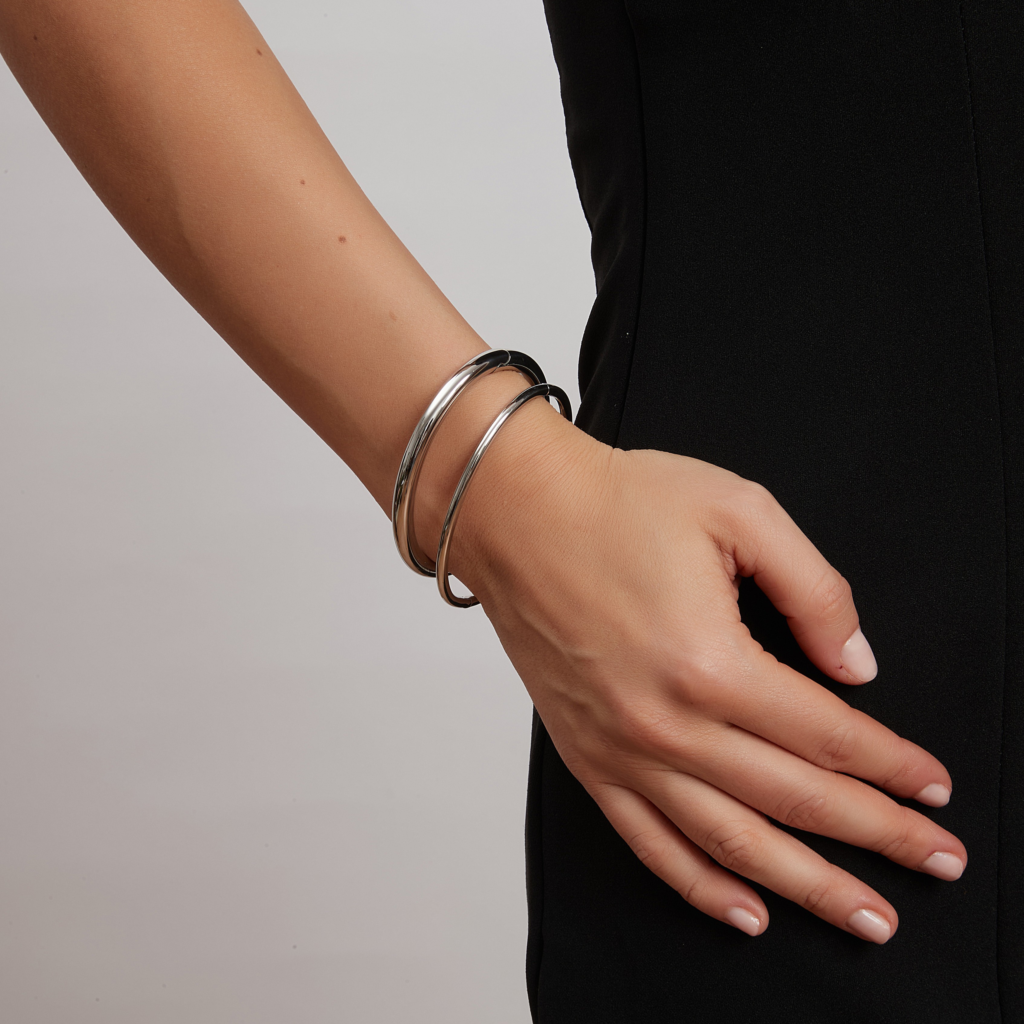 Tube bangle, steel - 2