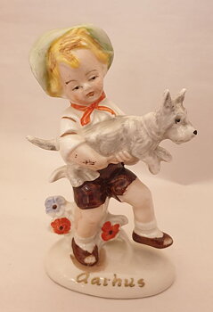 Aarhus souvenir figure boy with dog Denmark