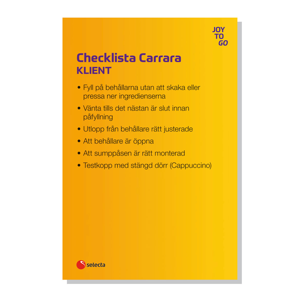 Checklista Carrara Klient