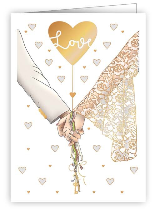 Bridal Couple Holding Hands, Mini Card