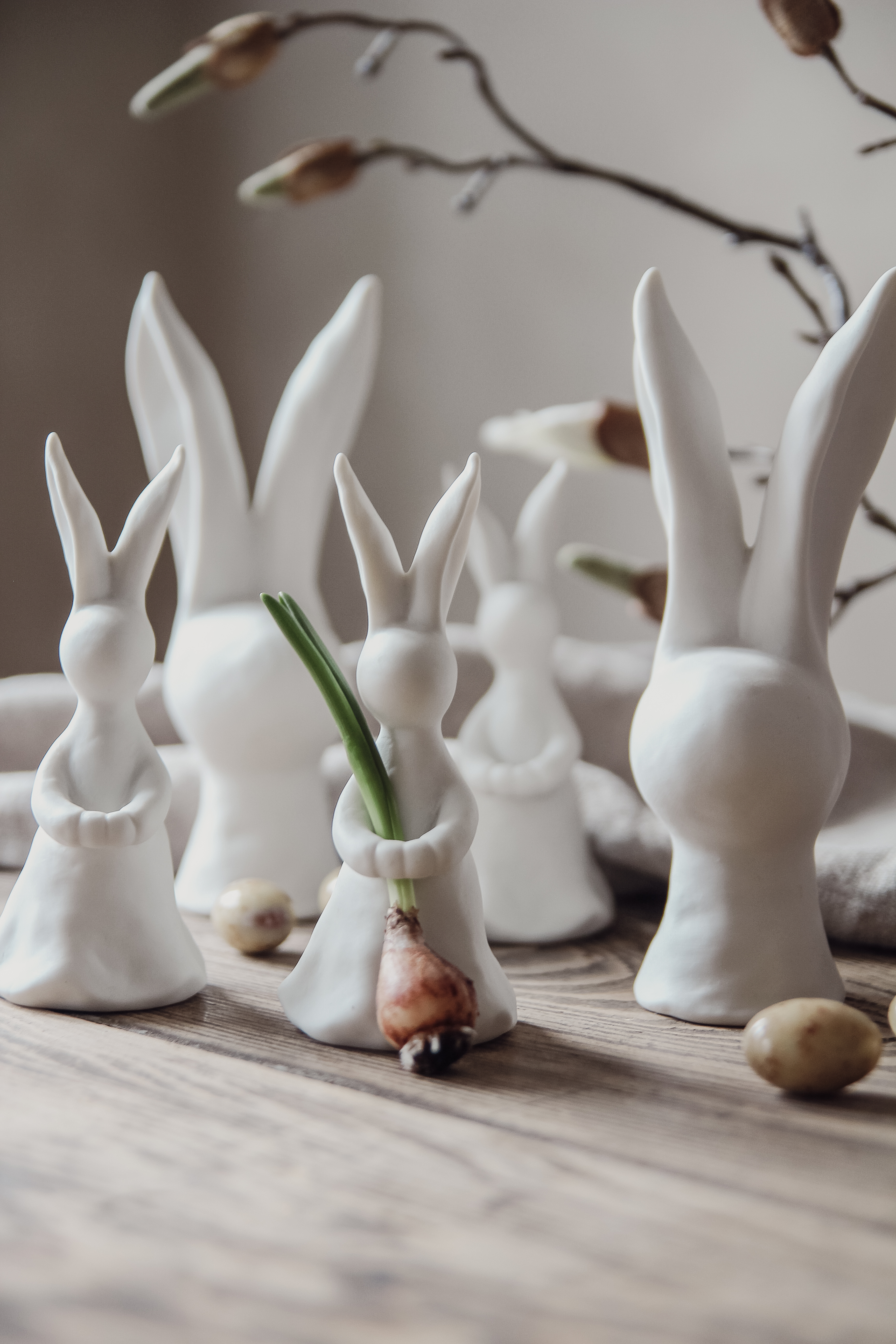 Kanin - Hare - Påskdekoration - Vit - Keramik - 12 cm - 12