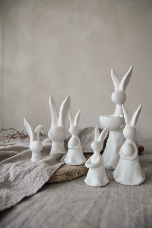 Kanin - Hare - Påskdekoration - Vit - Keramik - 10 cm - 8
