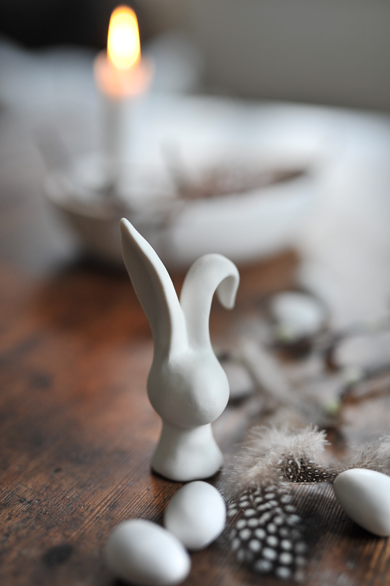 Kanin - Hare - Påskdekoration - Vit - Keramik - 10 cm - 2