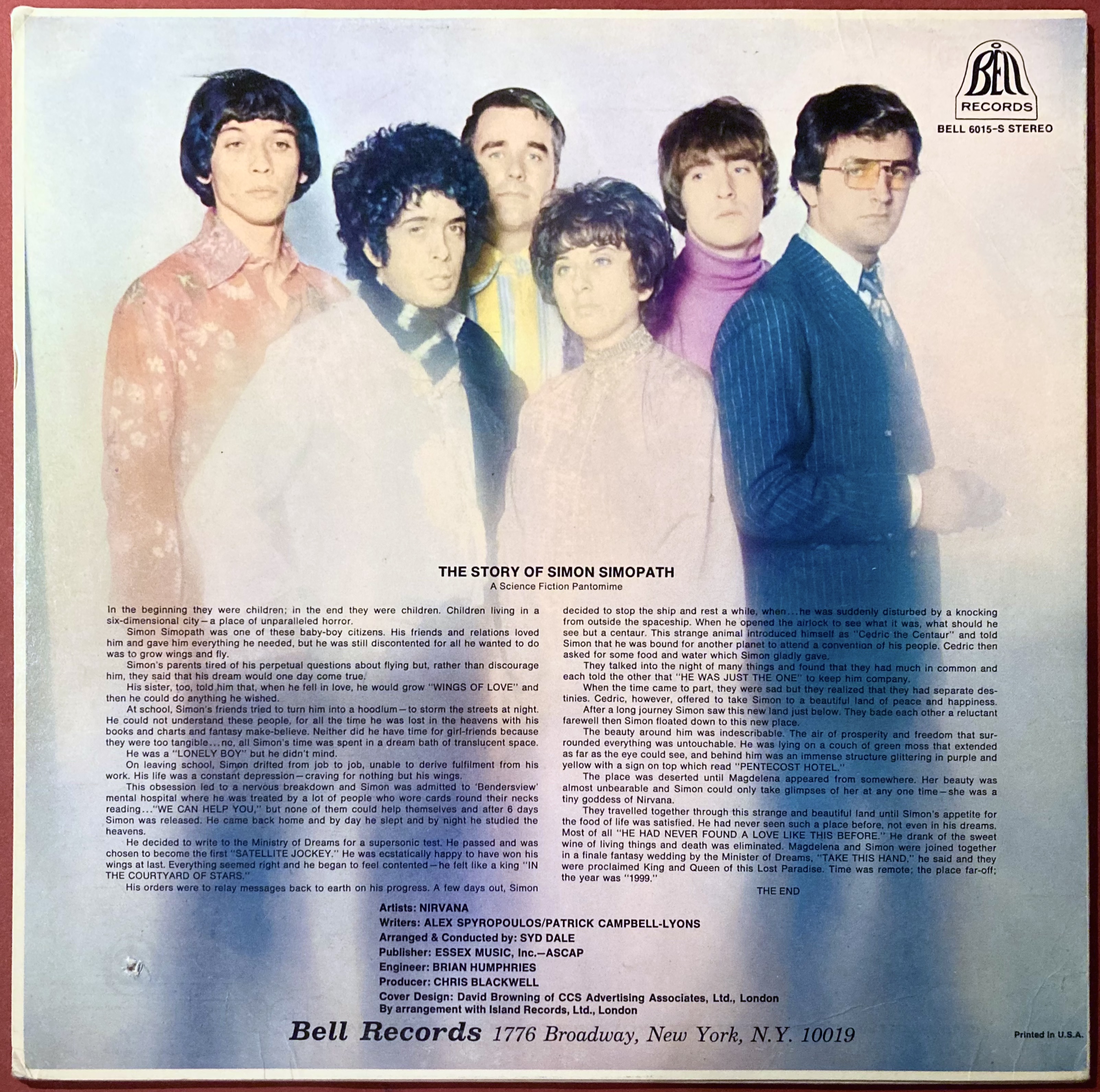 NIRVANA / THE STORY OF SIMON SIMOPATH Island VG-71442 ギリシャ盤 1986年★ニルヴァーナ サイケ ソフトロック Nirvana - The Story Of Simon Simopath (1967) SIDE-B