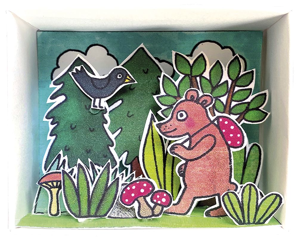 Pysselask med figurer, Björn och svampar