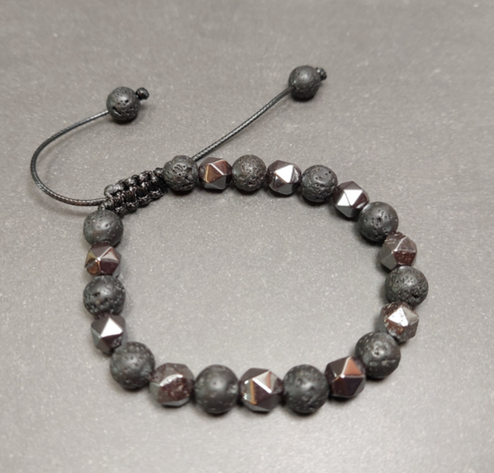 Hematit och Lavasten Armband  - 2