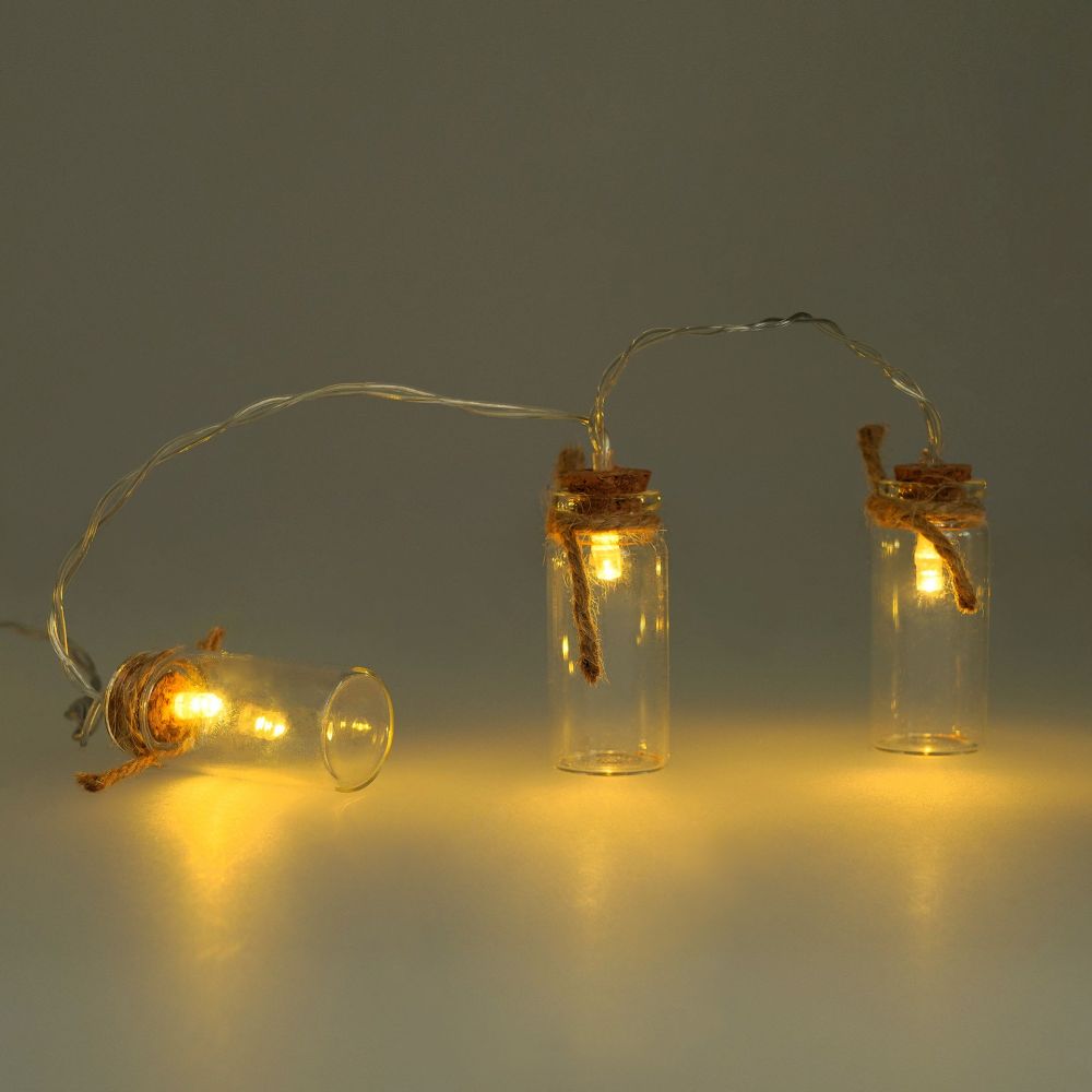 LED String Lights - Mini Glass Jars - 6