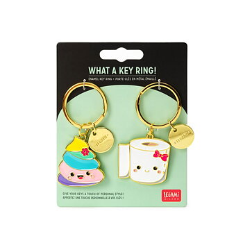 What a keyring - Poo, sæt med 2 nøgleringe