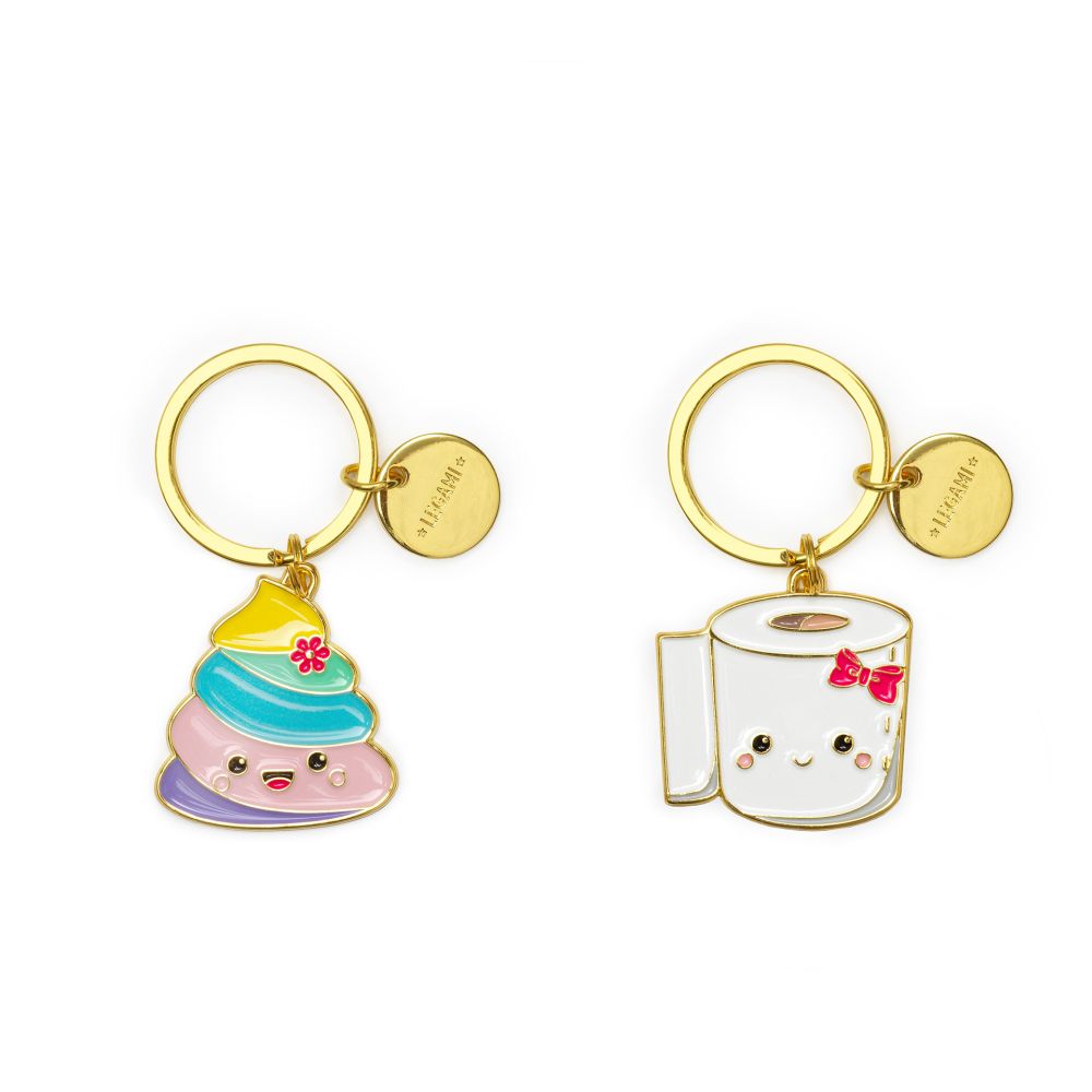 What a keyring - Poo, sæt med 2 nøgleringe