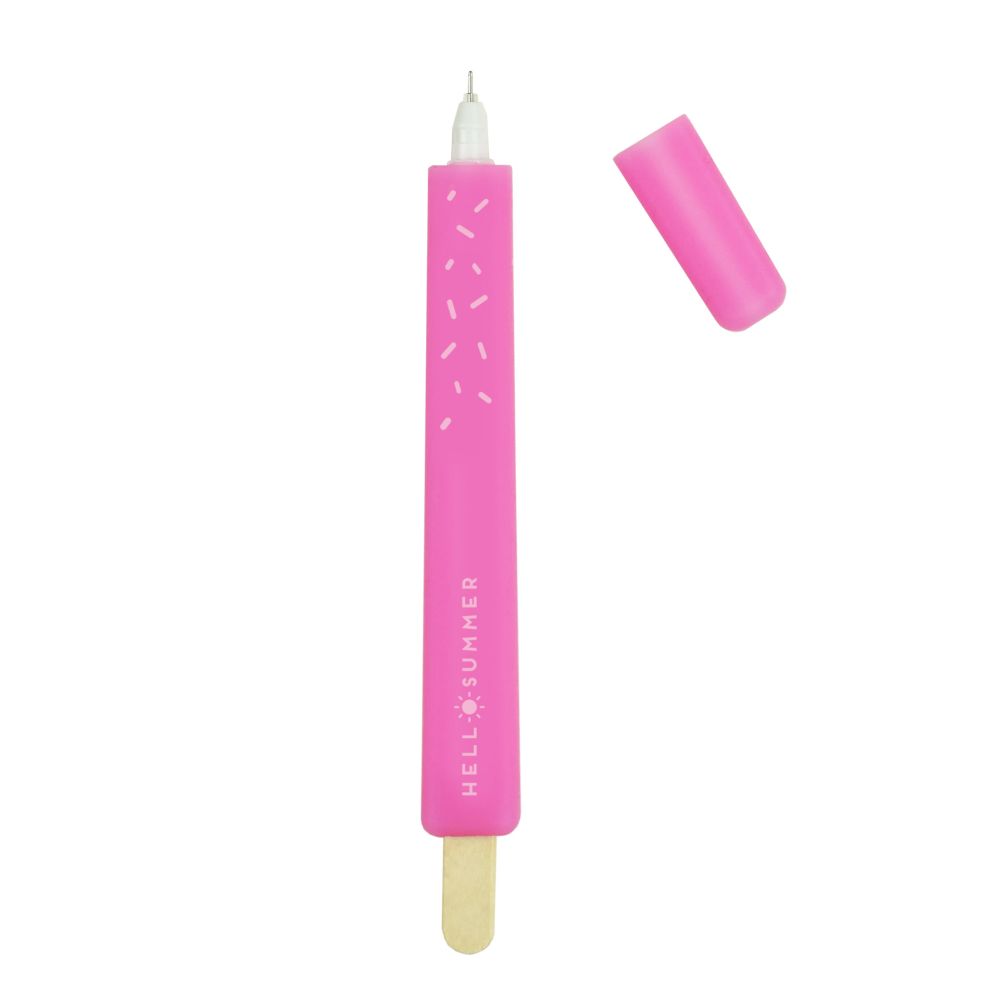 Hello summer, Ice pop pen, Gelpen, rosa