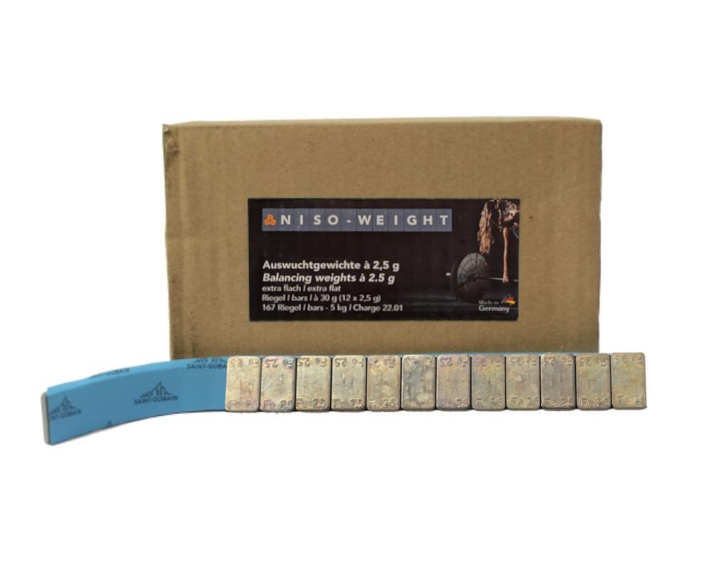 Premium Adhesive weight steel thin, 12 x 2,5g 2,4mm 167 pcs