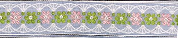 Brokad Band Blommor Ljusrosa 30