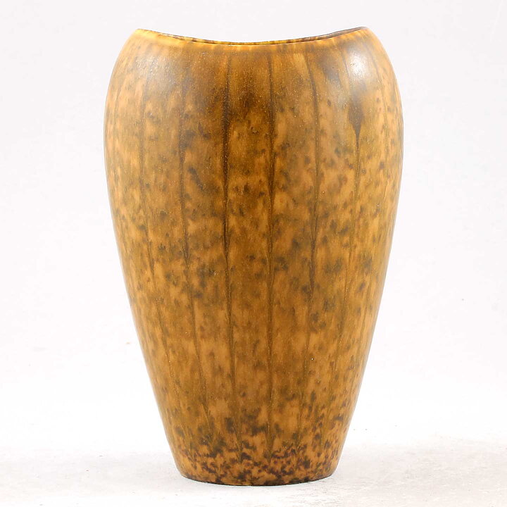 Gunnar Nylund (AXZ 1950s) Brown Biomorphic Vase 15 cm (2)