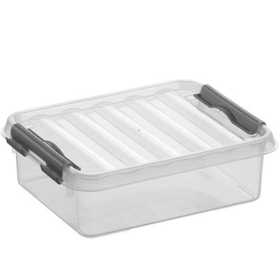 Ask / Låda  1L, Q-LINE SMALL BOX,  20 x 15 x  H 6 cm, Klar / Silvergrå