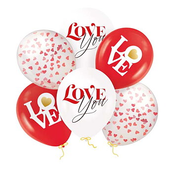 Ballongbukett "Love you" - Alla hjärtans dag (6-pack)